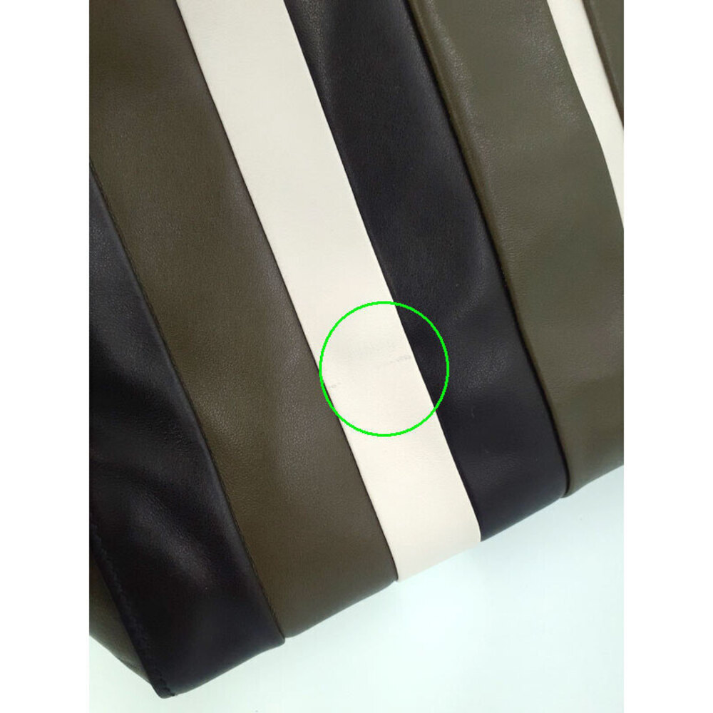 Prada Baiadera calfskin tote bag olive green black white striped leather - Picture 4 of 9